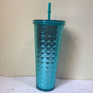 Starbucks Spike Stud Venti Cold Cup Travel Tumbler Teal Blue Straw 2015 24 oz